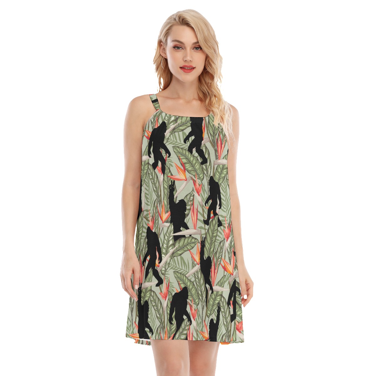 Funny Bigfoot Tropical Aloha Cami Dress For Women - variant image 1