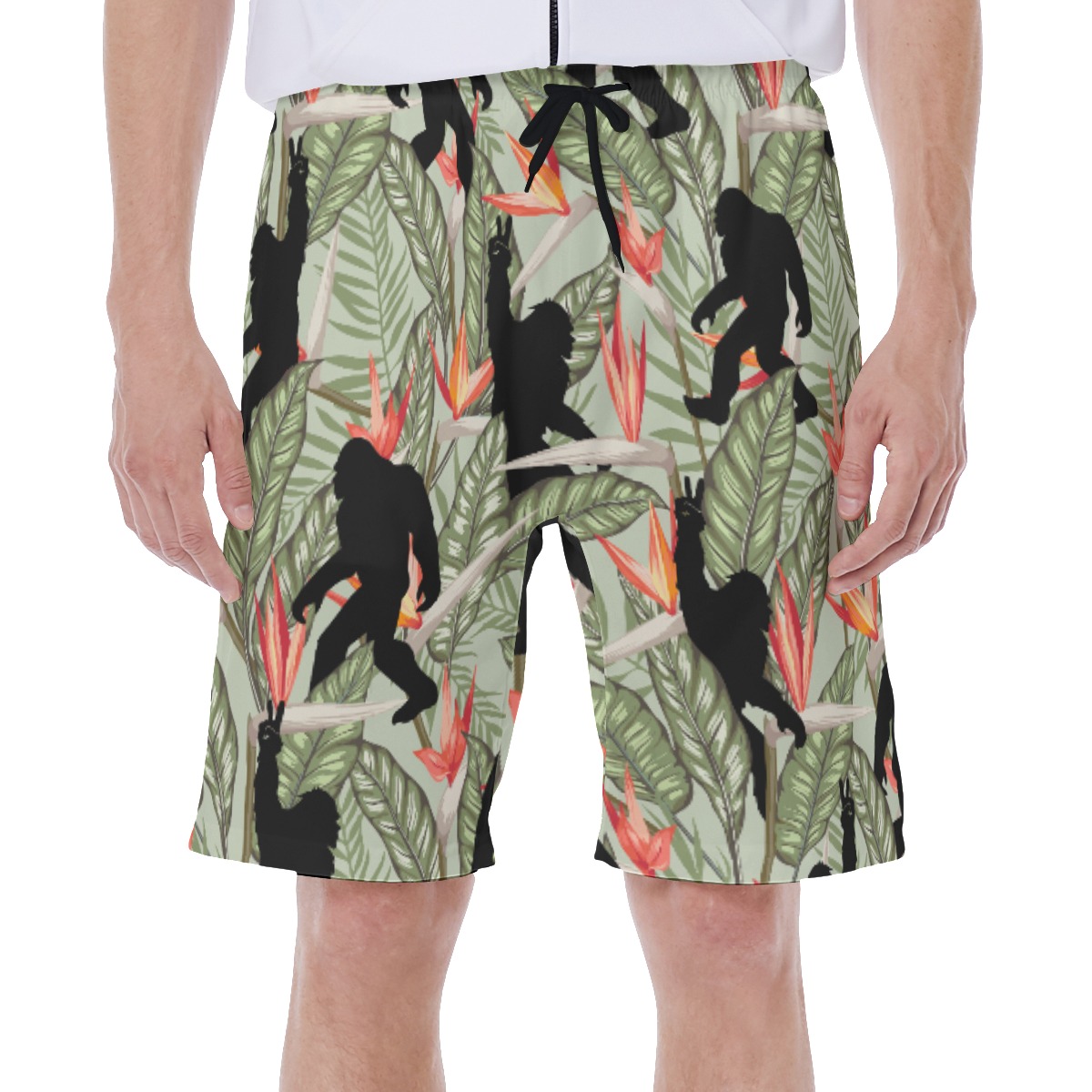 Funny Bigfoot Tropical Hawaiian Swim Trunks - variant image 1