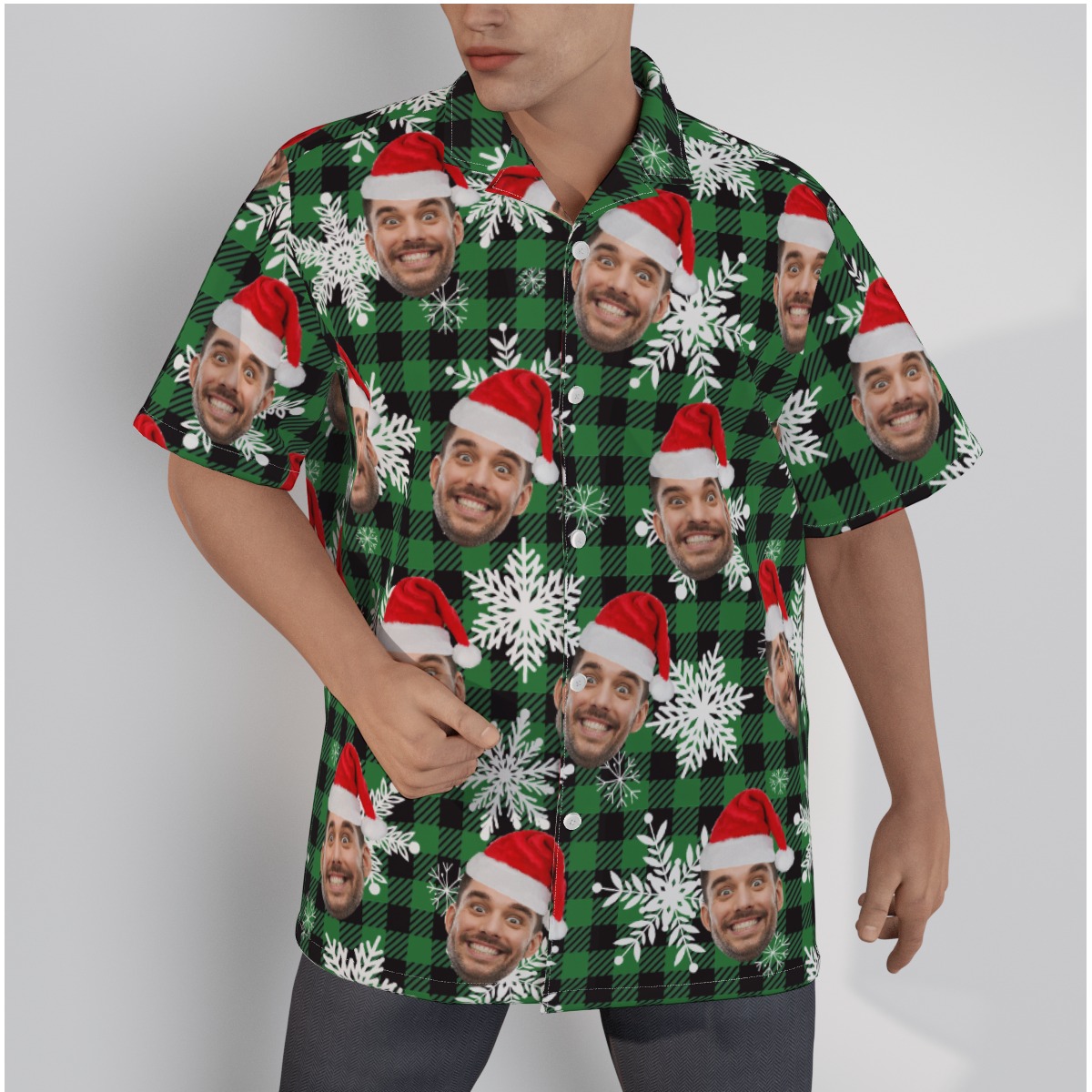 Custom Hawaiian Christmas Shirt With Multiple Faces Buffalo Plaid Christmas Shirt - variant image 1