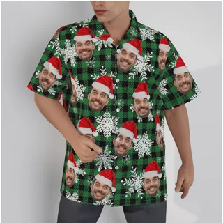 Custom Hawaiian Christmas Shirt With Multiple Faces Buffalo Plaid Christmas Shirt