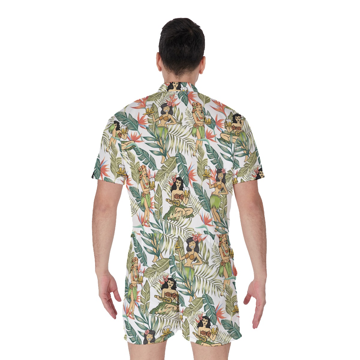 Funny Hula Girl And Beer Tropical Men's Romper