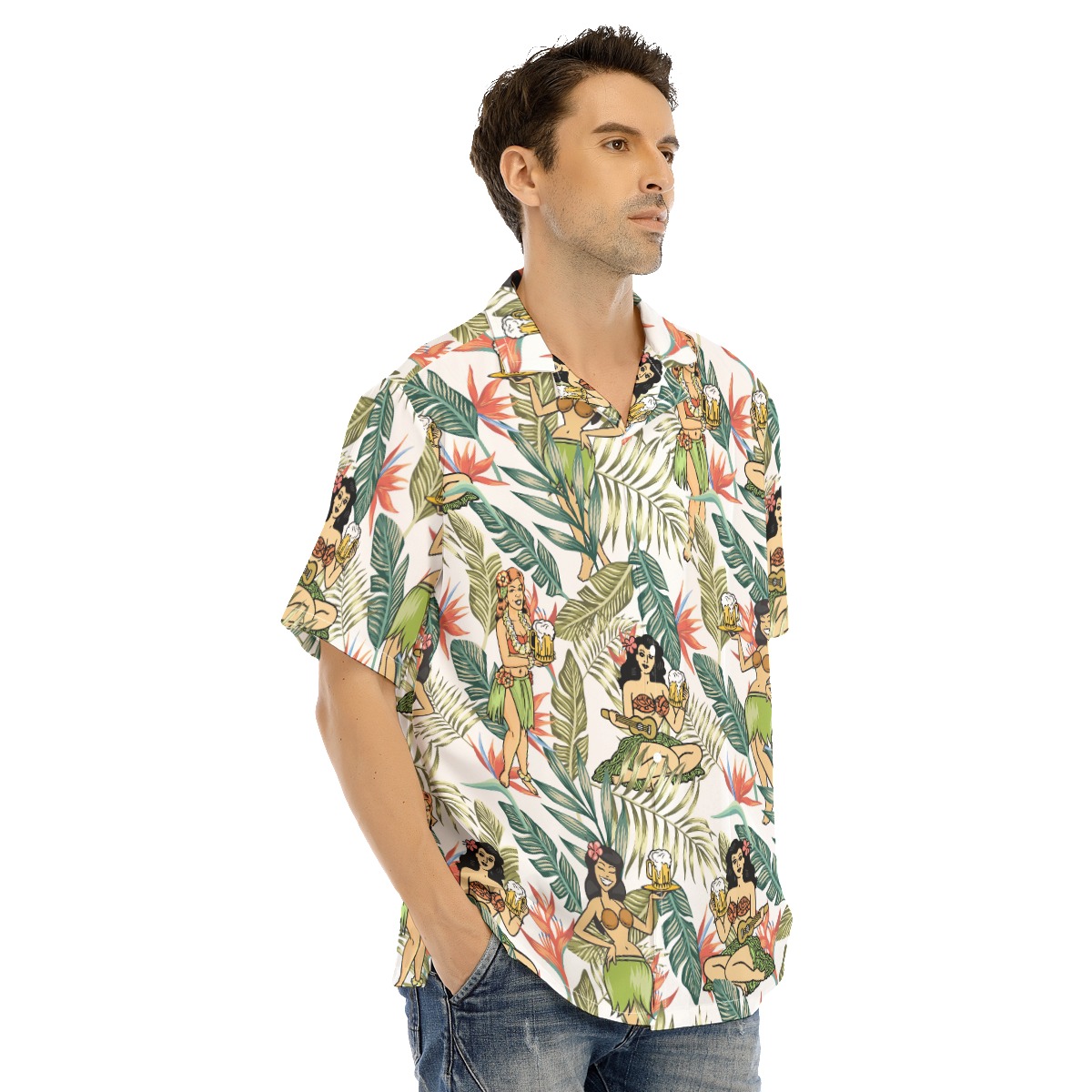 Funny Hula Girl Beer Floral Hawaiian Shirt