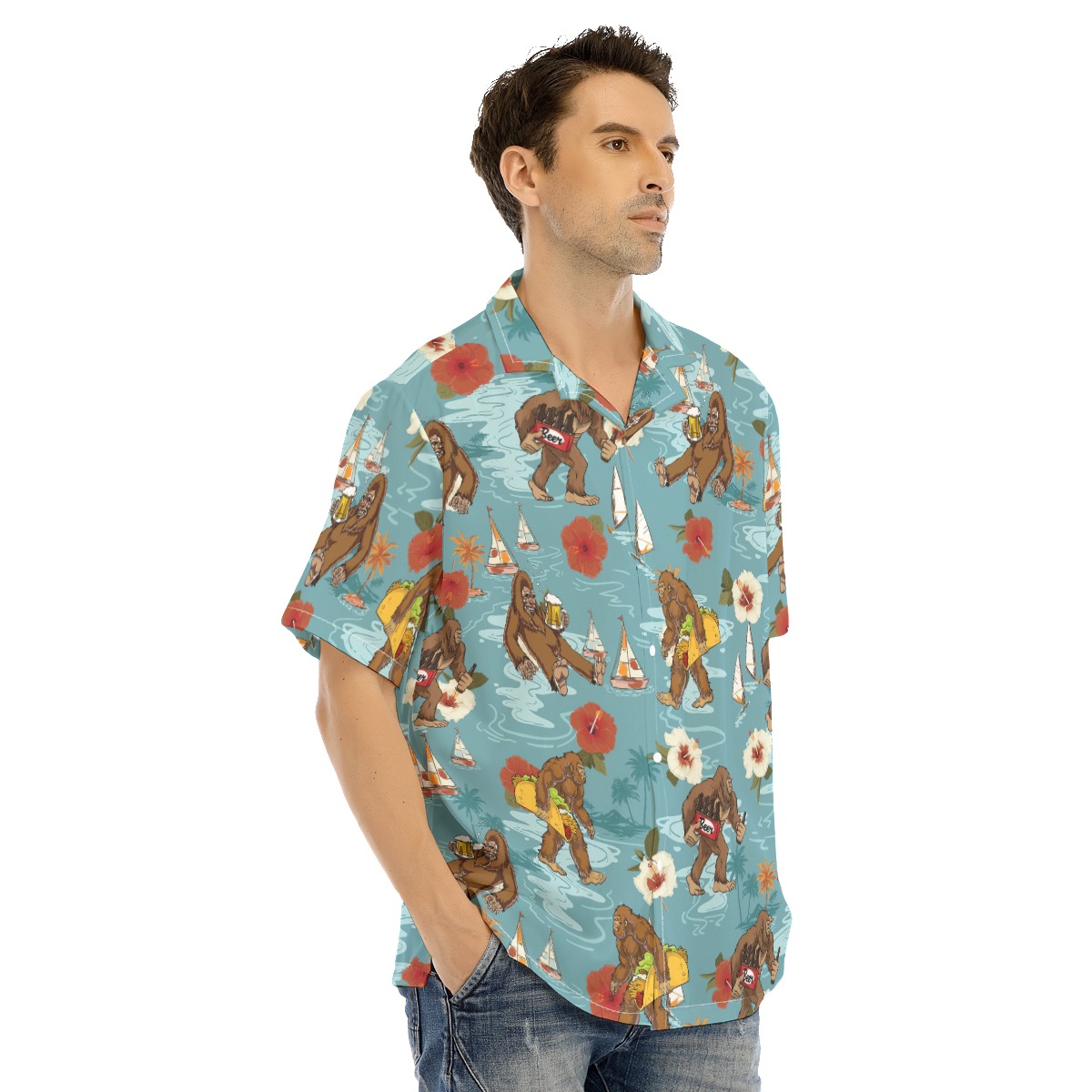 Bigfoot Beer Blue Hawaiian Shirt