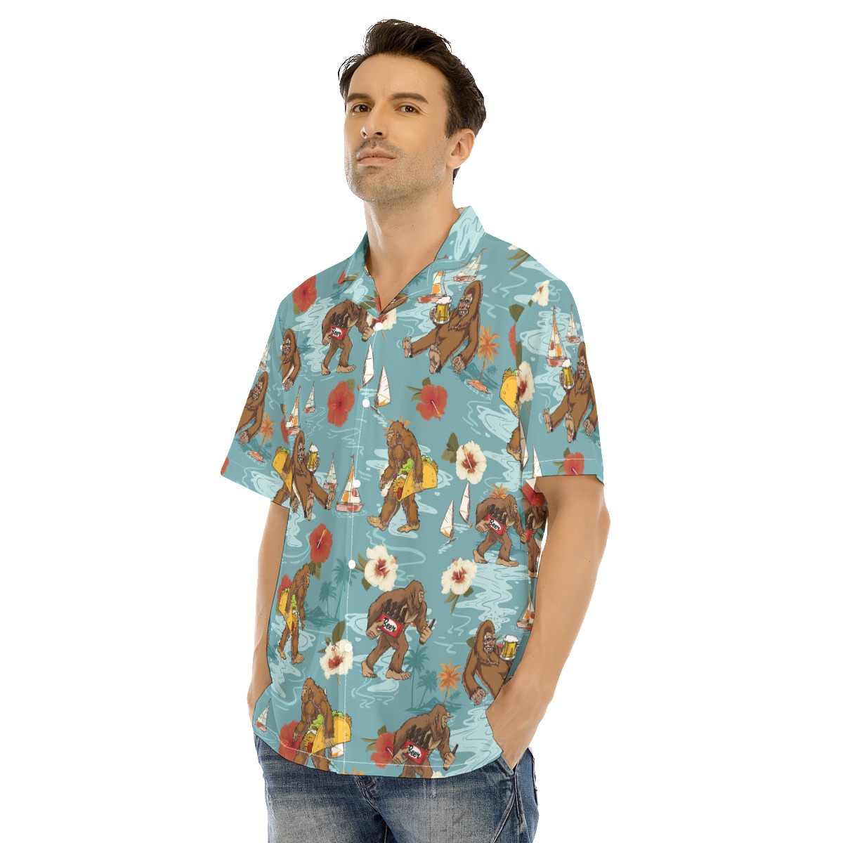 Bigfoot Beer Blue Hawaiian Shirt