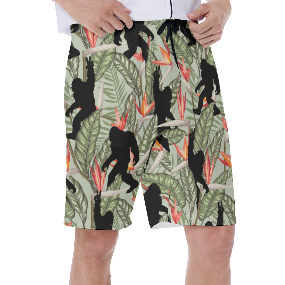 Funny Bigfoot Tropical Hawaiian Swim Trunks