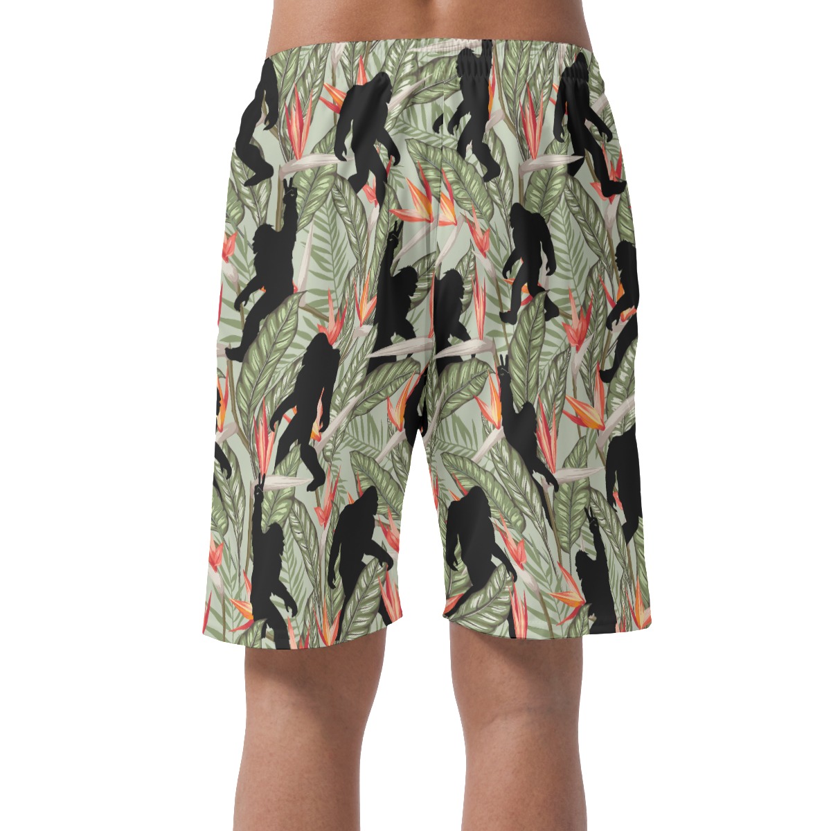 Floral Bigfoot Green Hawaiian Beach Shorts For Men