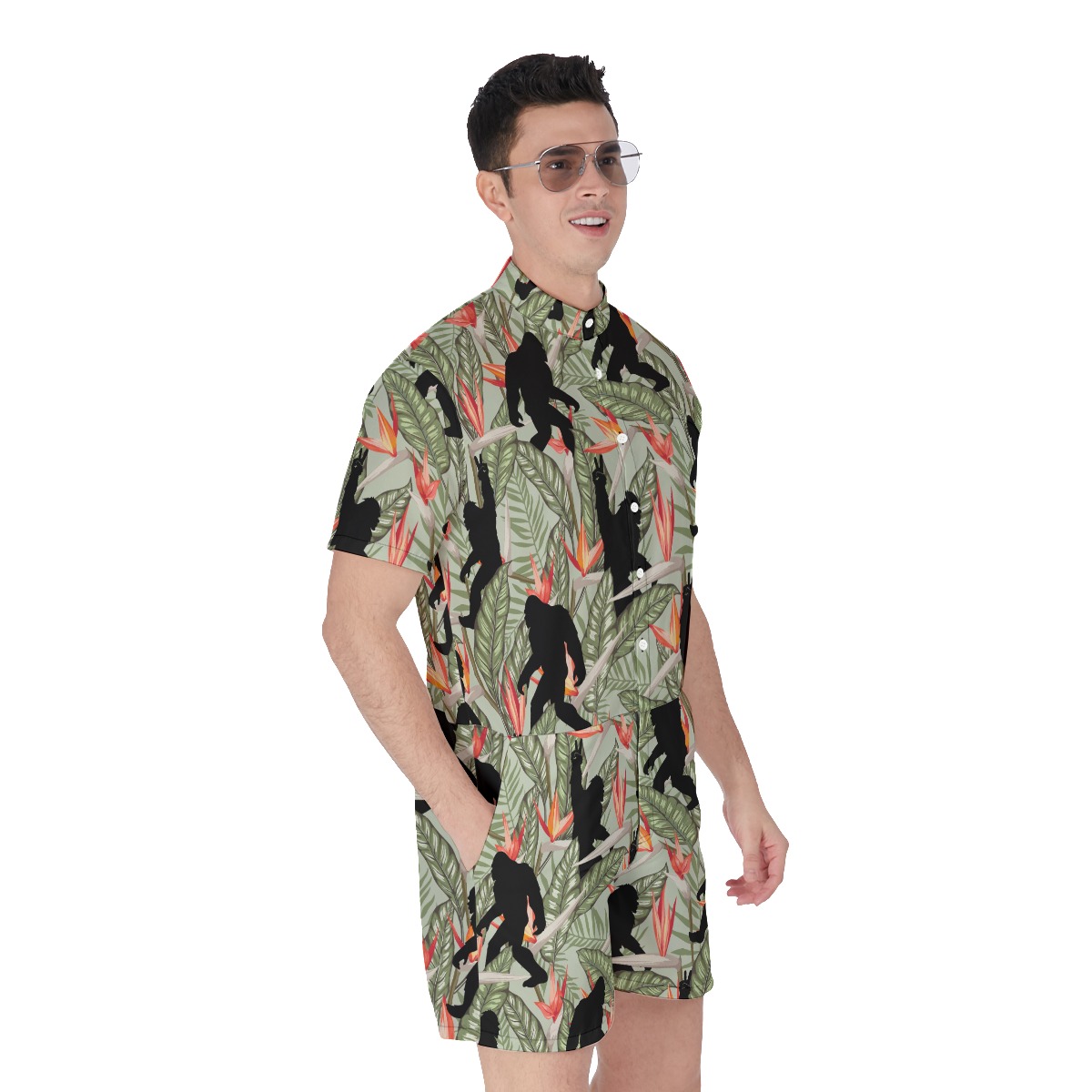 Tropical Bigfoot Men's Hawaiian Romper