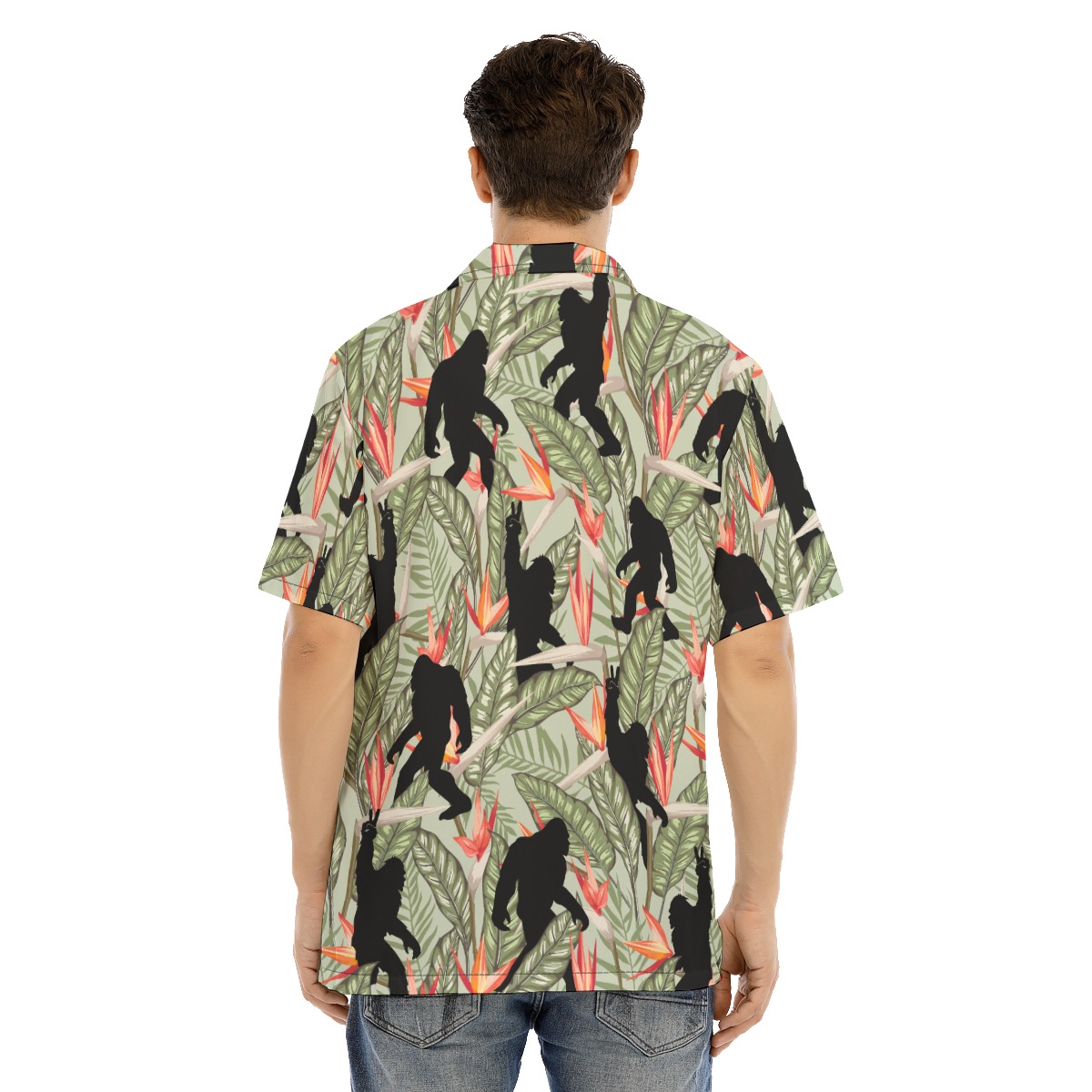 Tropical Bigfoot Green Hawaiian Shirt