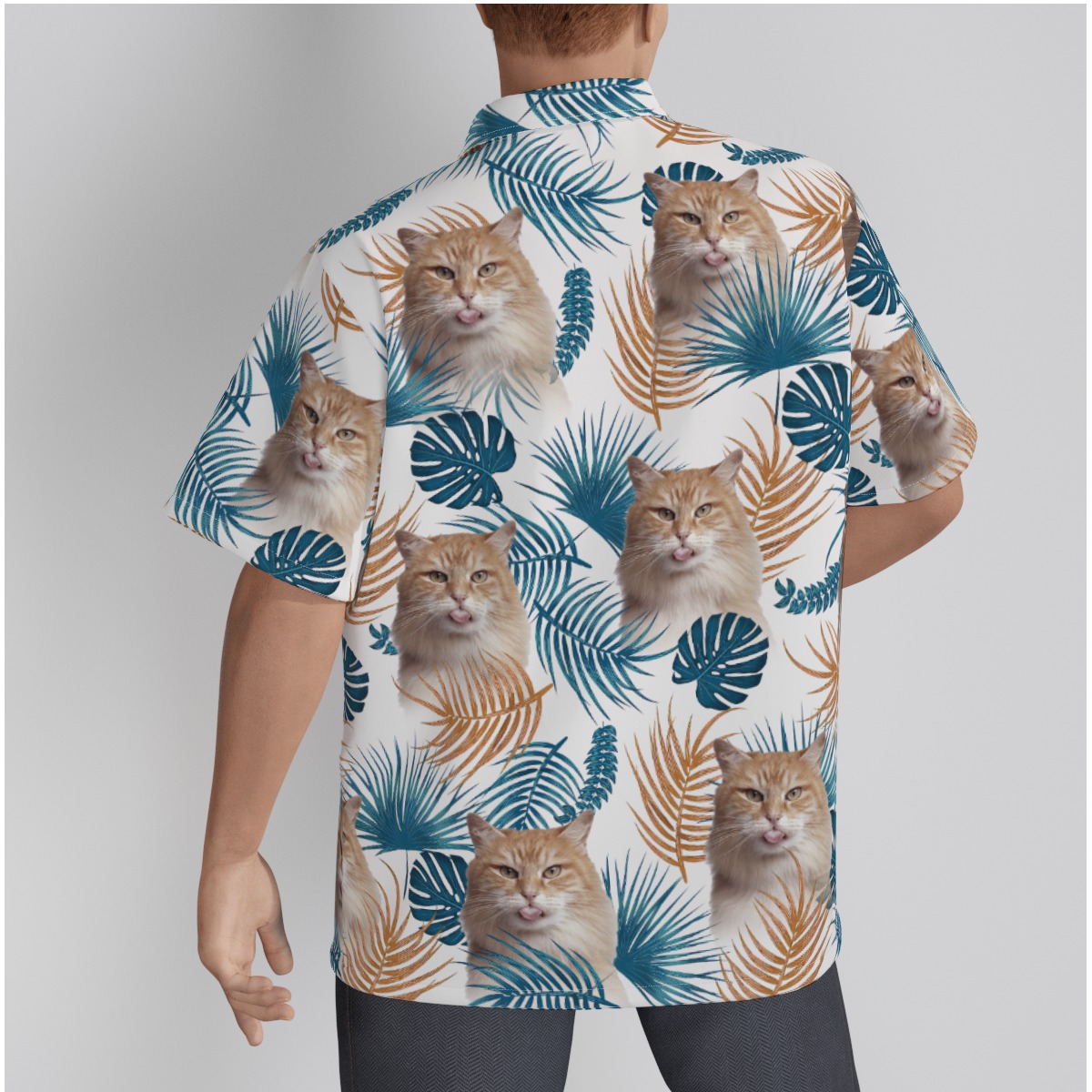 Custom Your Cat Face Hawaiian Shirt Tropical Print