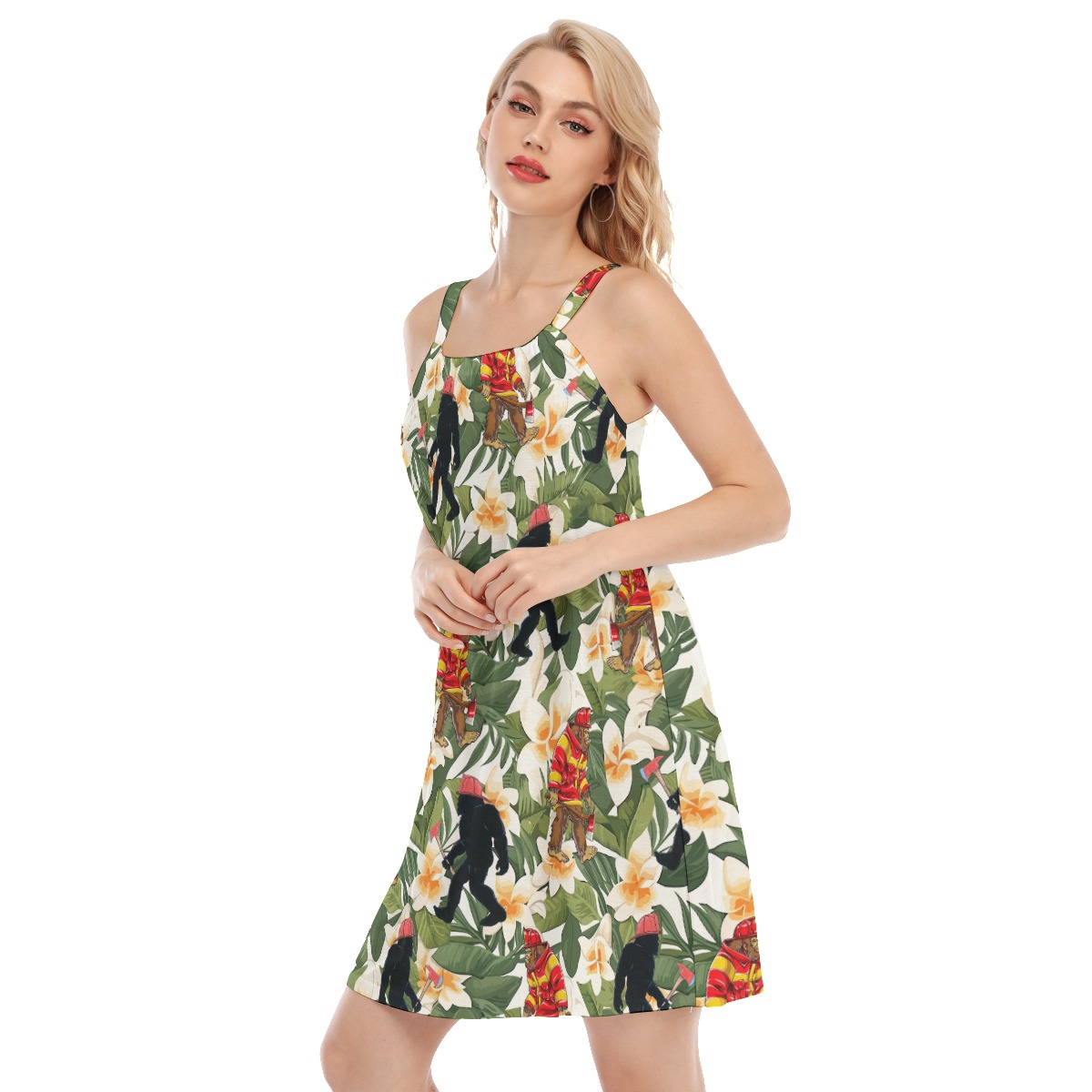Floral Bigfoot Firefighter Aloha Cami Dress For Women