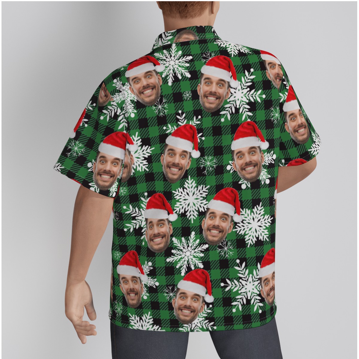 Custom Hawaiian Christmas Shirt With Multiple Faces Buffalo Plaid Christmas Shirt