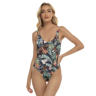 Funny Cowboy Dinosaur Tropical Hawaiian Swimsuit For Women
