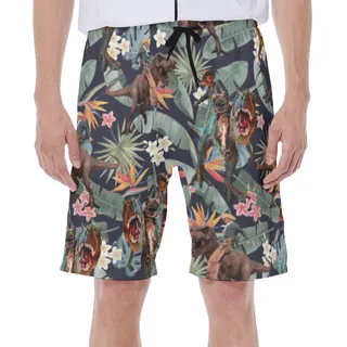 Tropical Dinosaur Cowboy Hawaiian Swim Trunks For Men