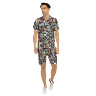 Set Dinosaur Cowboy Tropical Hawaiian Shirt And Shorts For Men