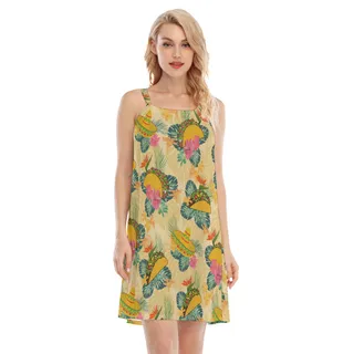 Tropical Taco Hibiscus Hawaiian Cami Dress For Women
