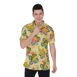 Floral Taco Hawaiian Golf Polo Shirt