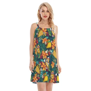 Funny Baseball Taco Floral Aloha Cami Dresses For Women