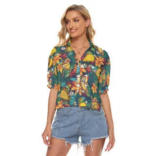 Floral Baseball Taco Funny Aloha Crop Top Shirt For Women
