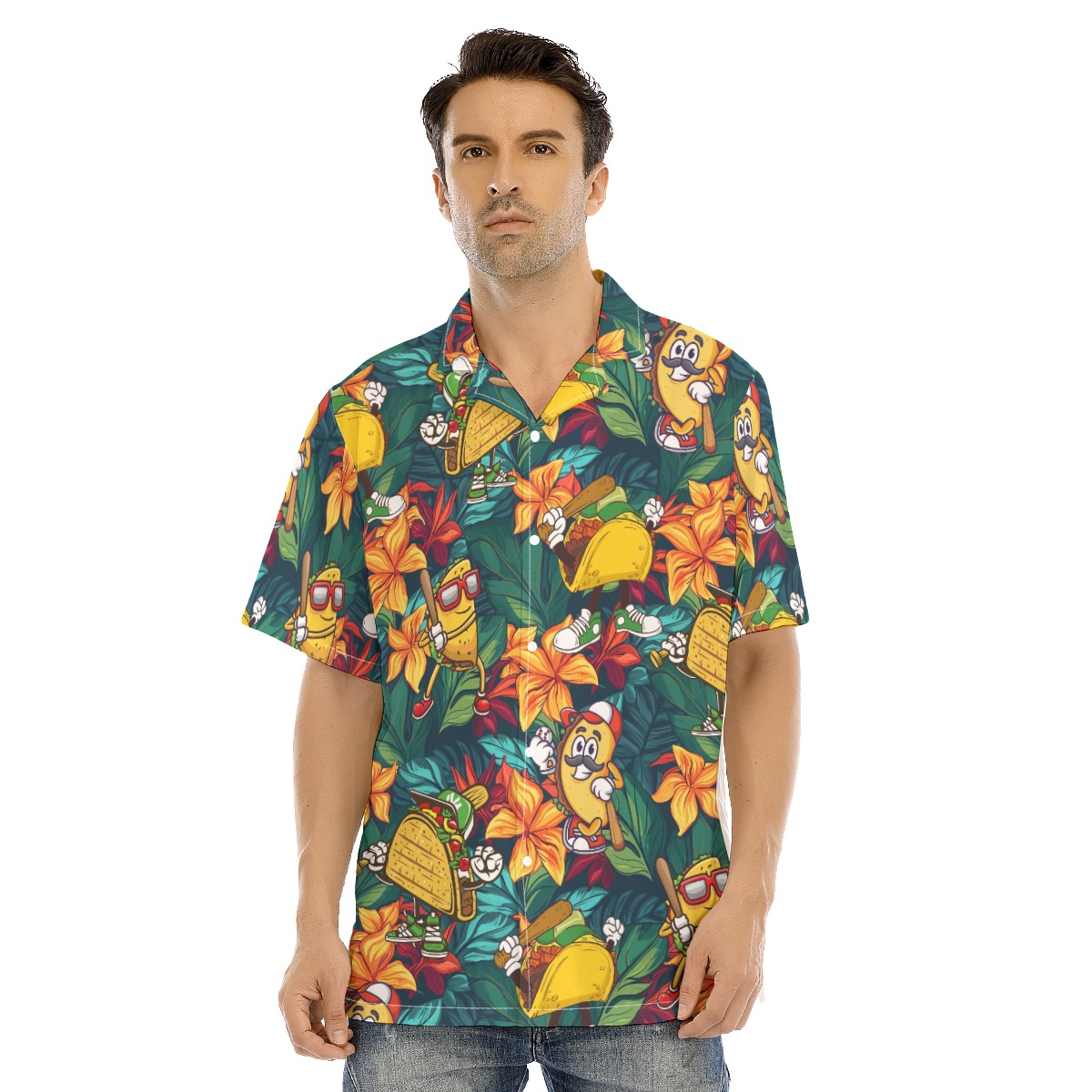 Funny Taco Baseball Floral Hawaiian Shirt - variant image 1