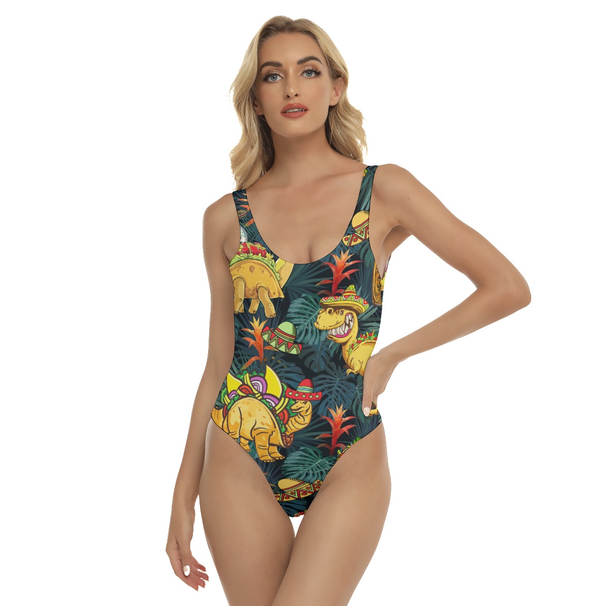 Tropical Dinosaur Taco Hawaiian Swimsuit For Women - variant image 1