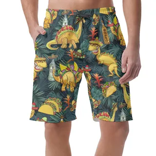 Tropical Dinosaur Taco Hawaiian Beach Shorts For Men