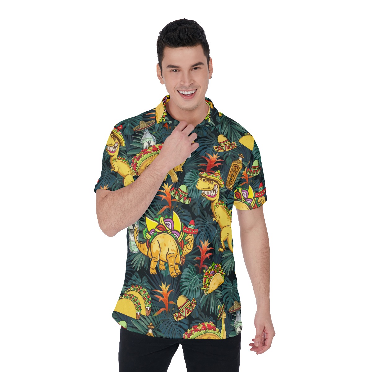 Tropical Tacosaurus Hawaiian Golf Shirt For Men - variant image 1