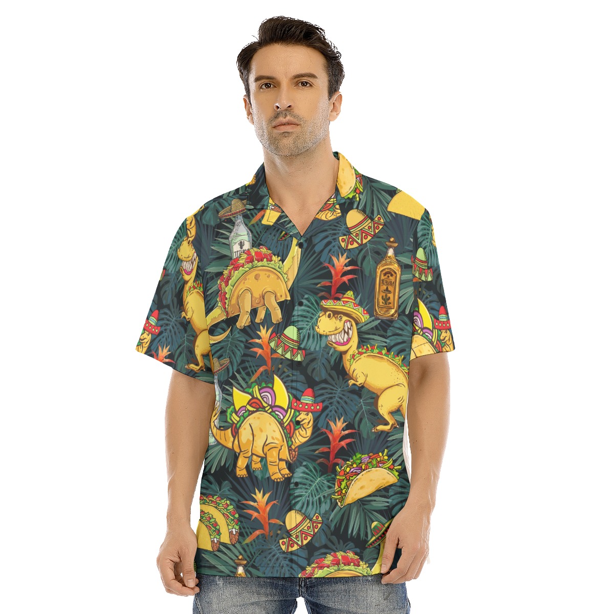 Funny Taco Dinosaur Tropical Hawaiian Shirts For Men - variant image 1