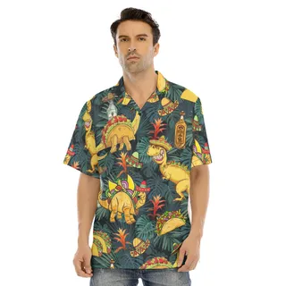 Funny Taco Dinosaur Tropical Hawaiian Shirts For Men