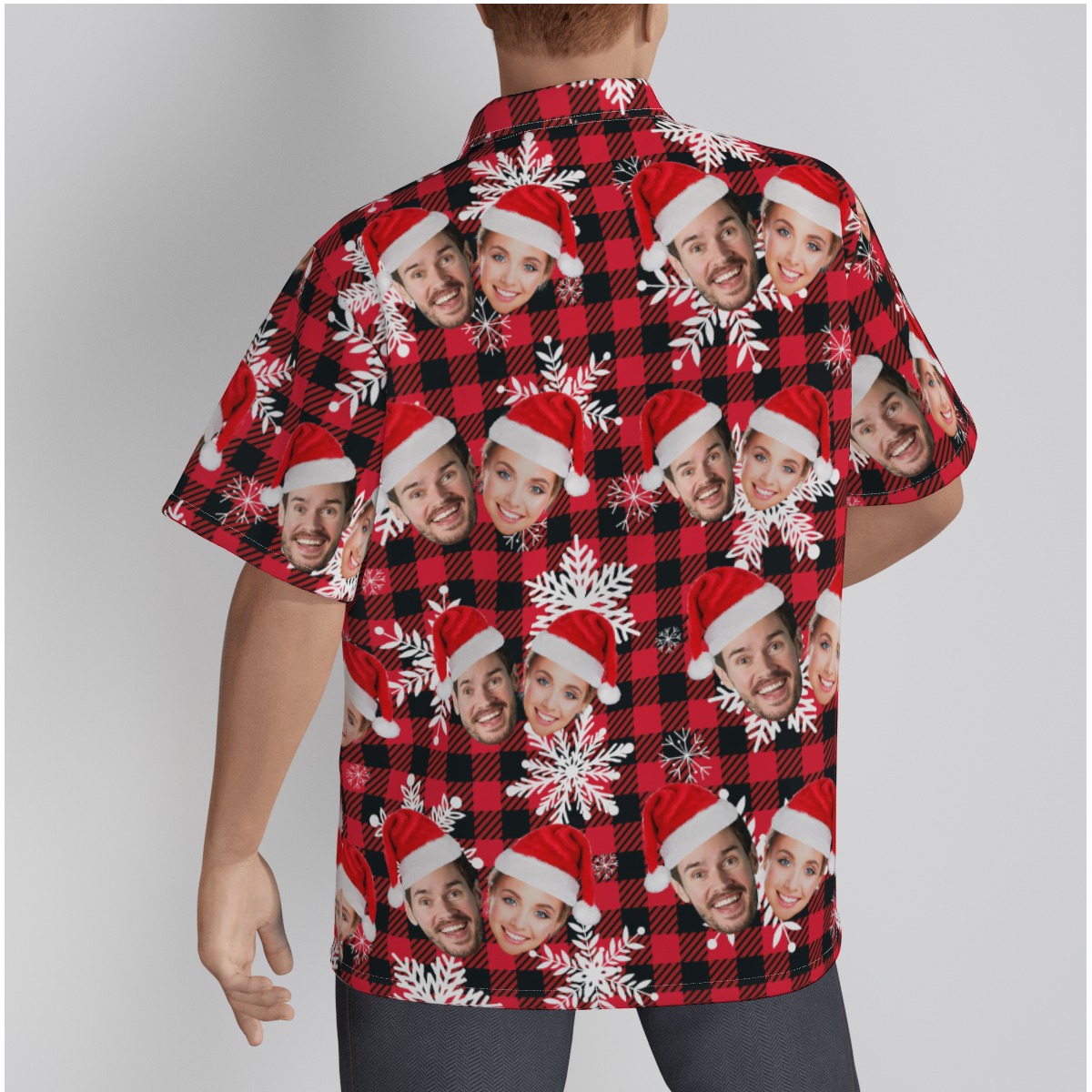 Personalized Couple Face Christmas Shirt With Christmas Hat