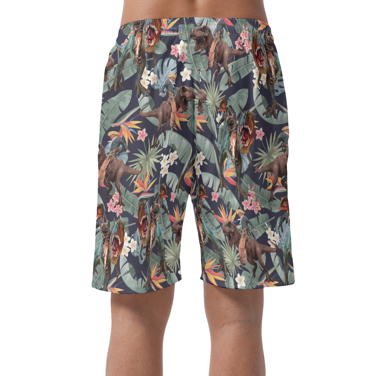 Funny Cowboy Dinosaur Tropical Hawaiian Beach Shorts For Men