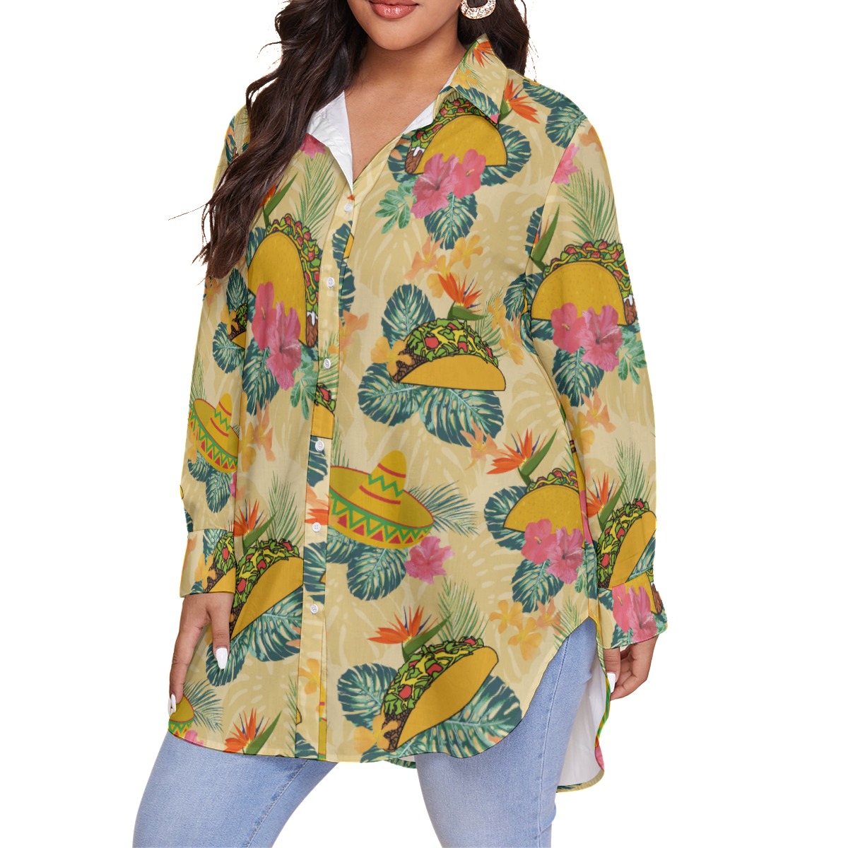 Hibiscus Taco Yellow Aloha Plus Size Shirt