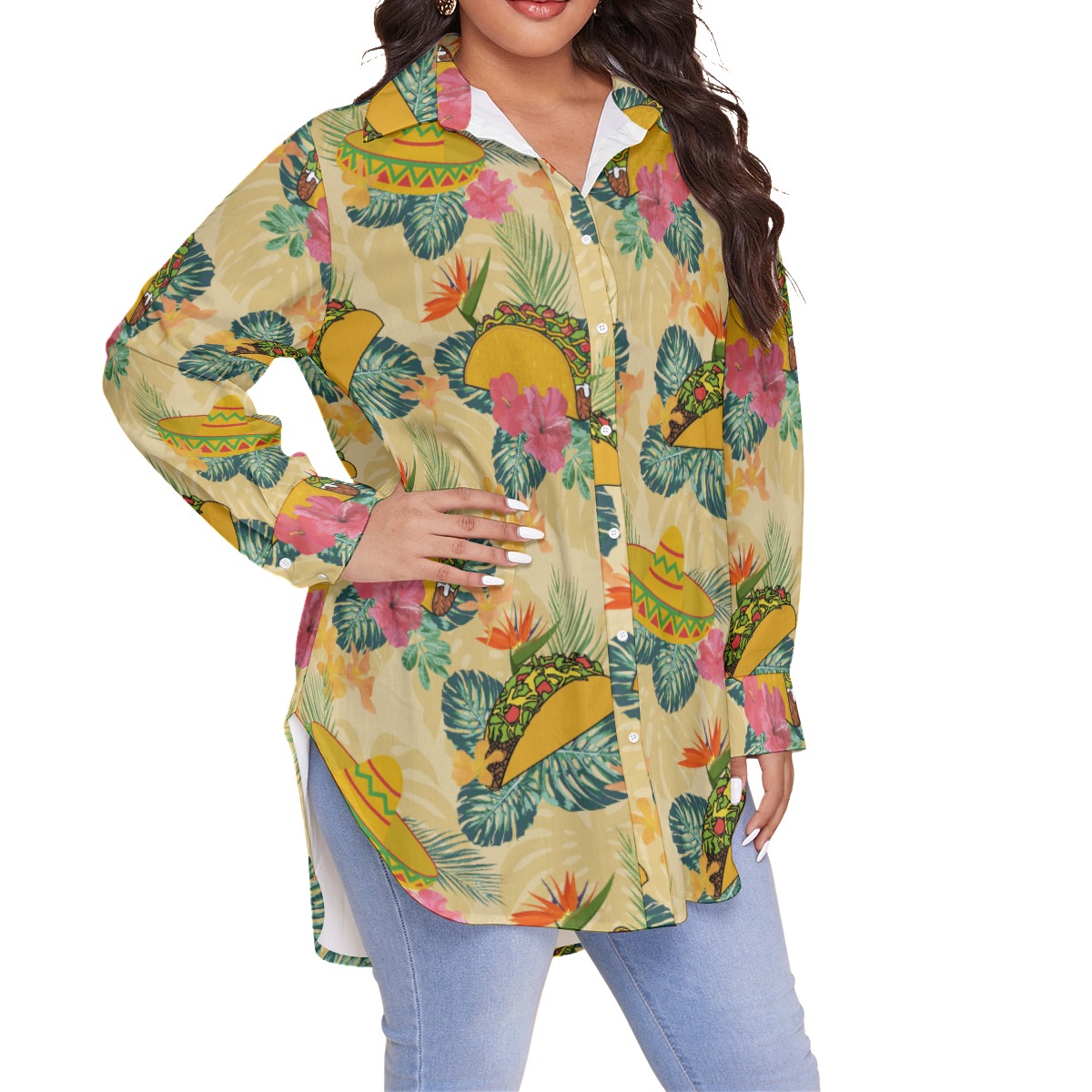 Hibiscus Taco Yellow Aloha Plus Size Shirt