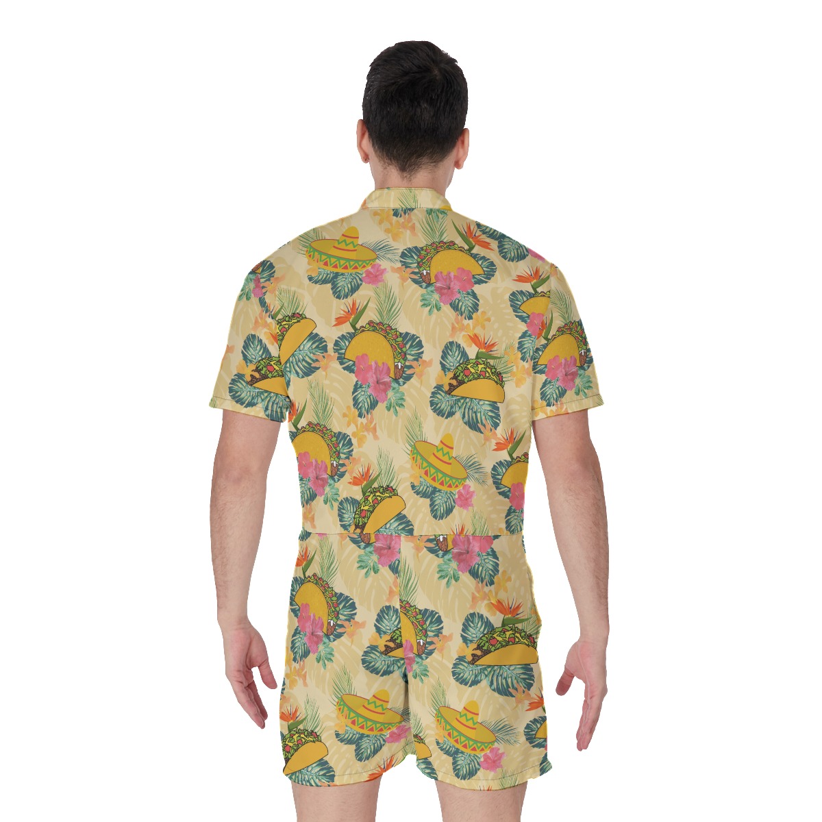 Hibiscus Taco Yellow Hawaiian Romper For Men