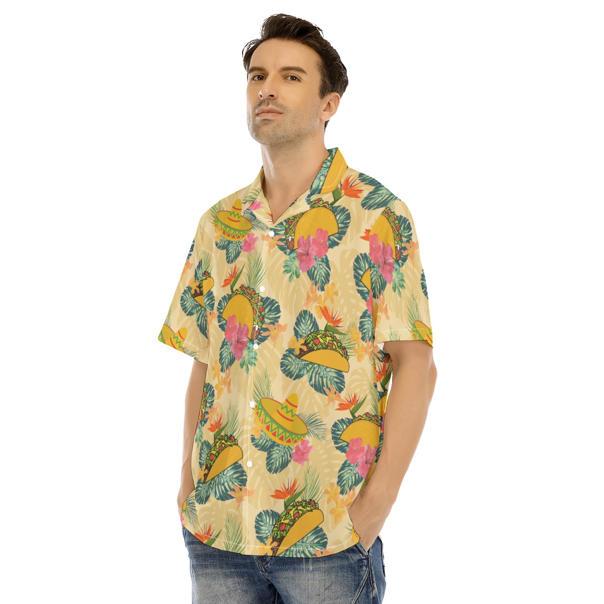 Hibiscus Taco Yellow Hawaiian Shirt