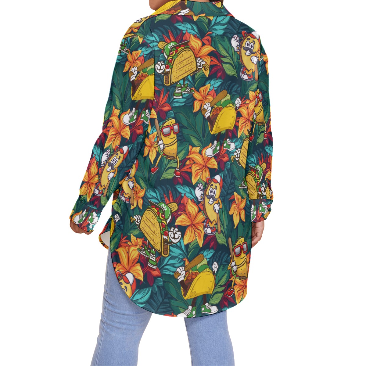 Funny Taco Baseball Floral Hawaiian Plus Size Shirt For Women