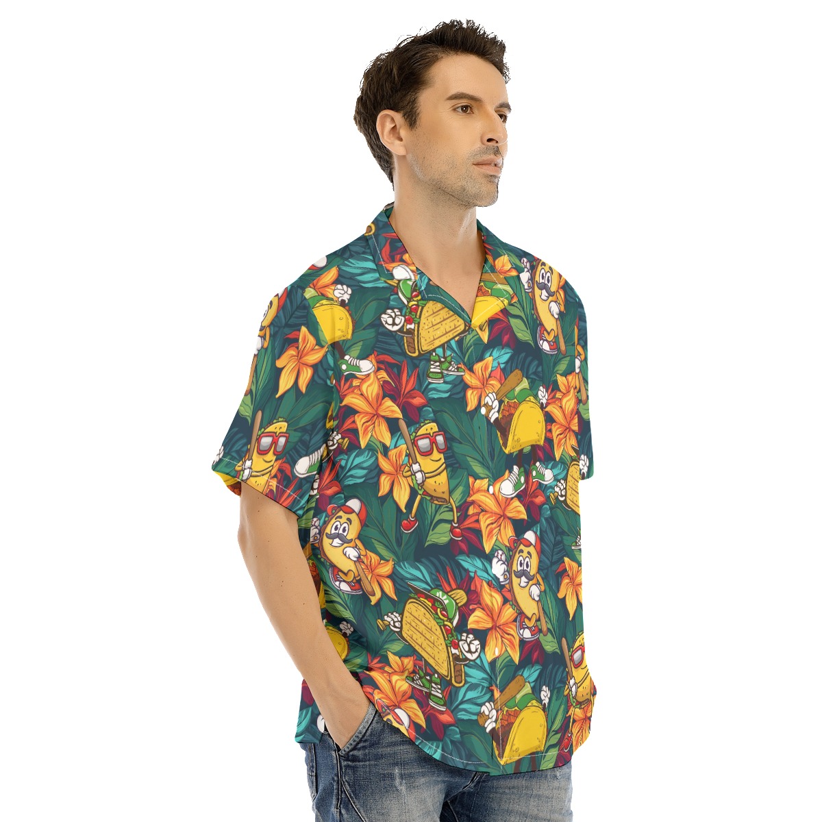 Funny Taco Baseball Floral Hawaiian Shirt