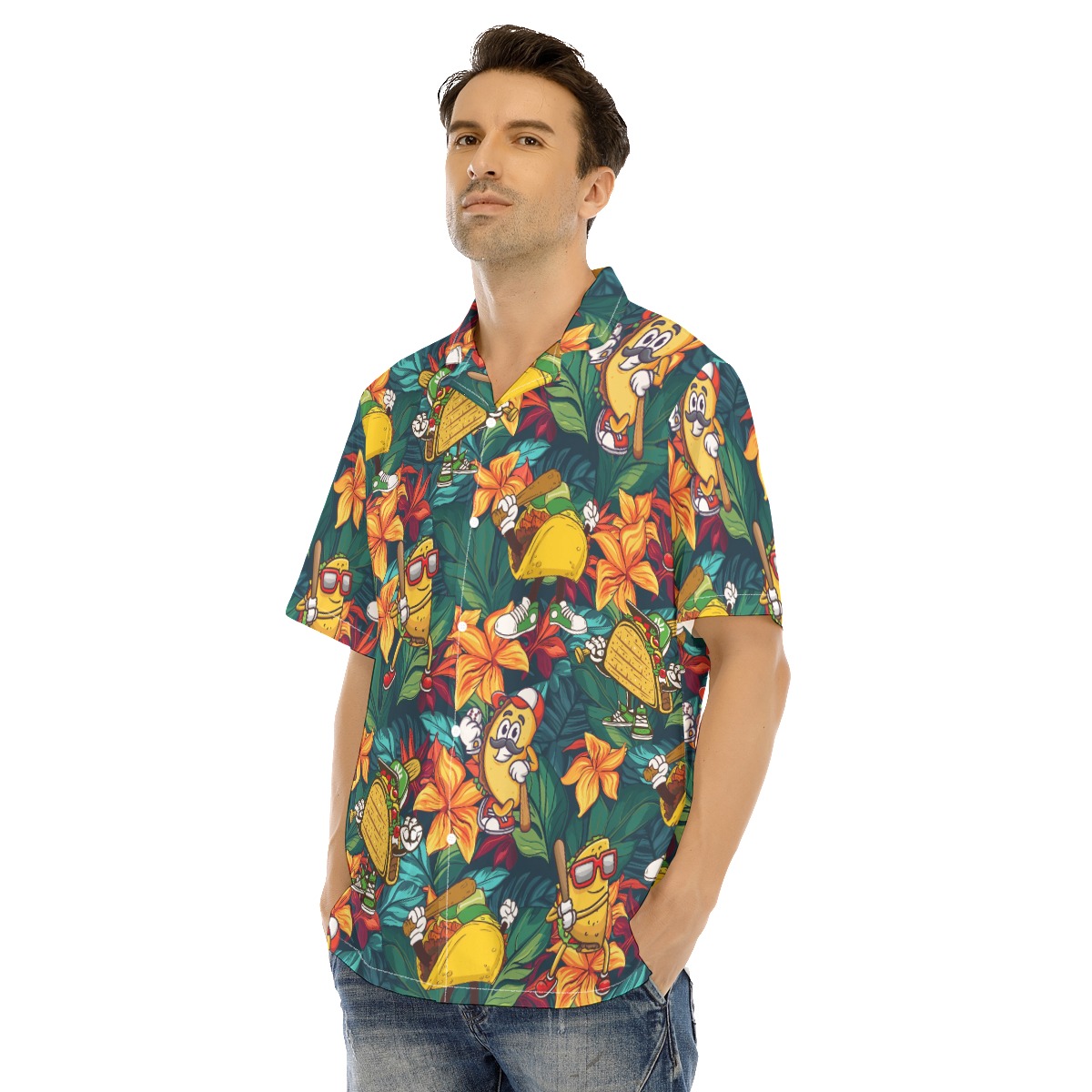 Funny Taco Baseball Floral Hawaiian Shirt