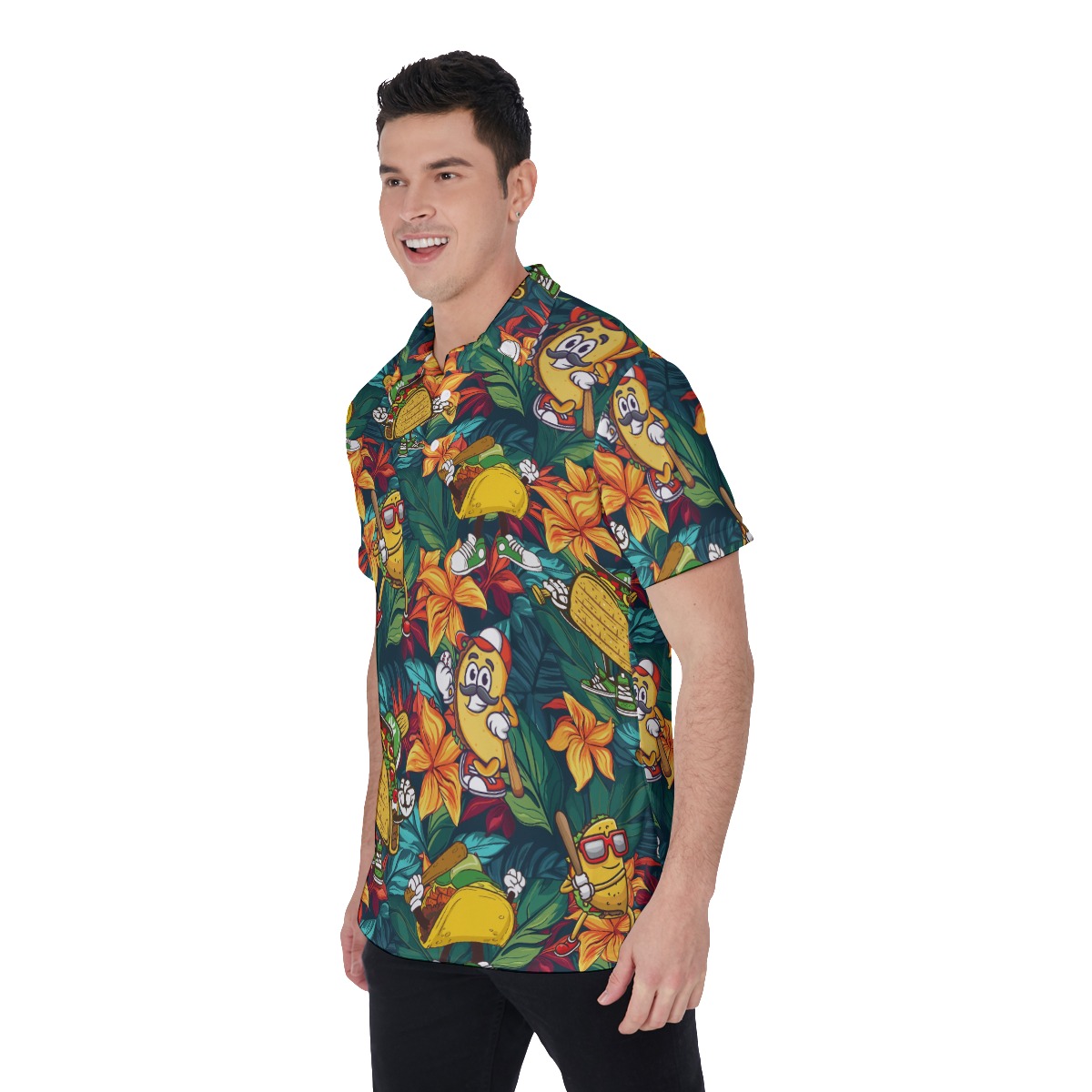 Floral Baseball Taco Hawaiian Polo Shirt For Men
