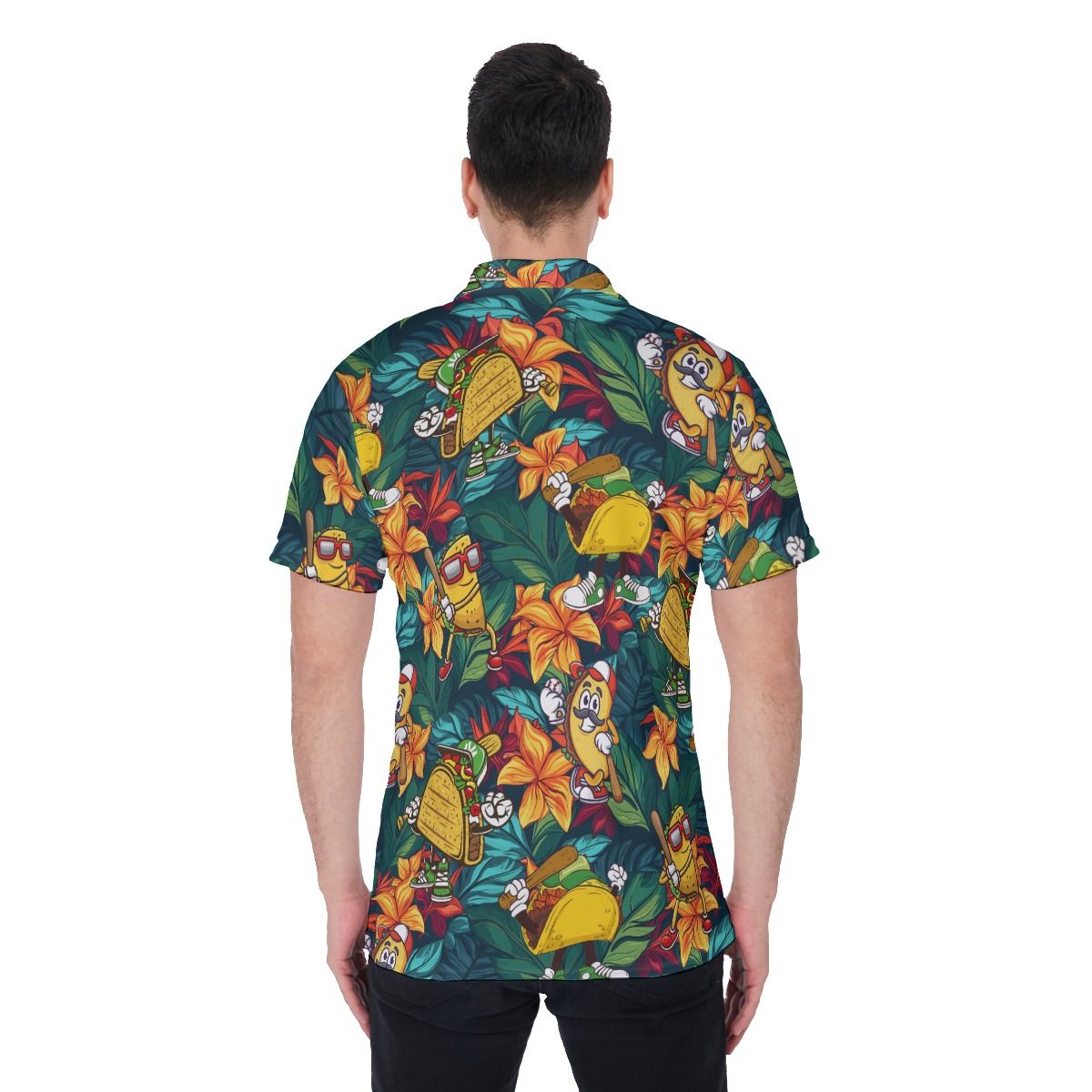 Floral Baseball Taco Hawaiian Polo Shirt For Men
