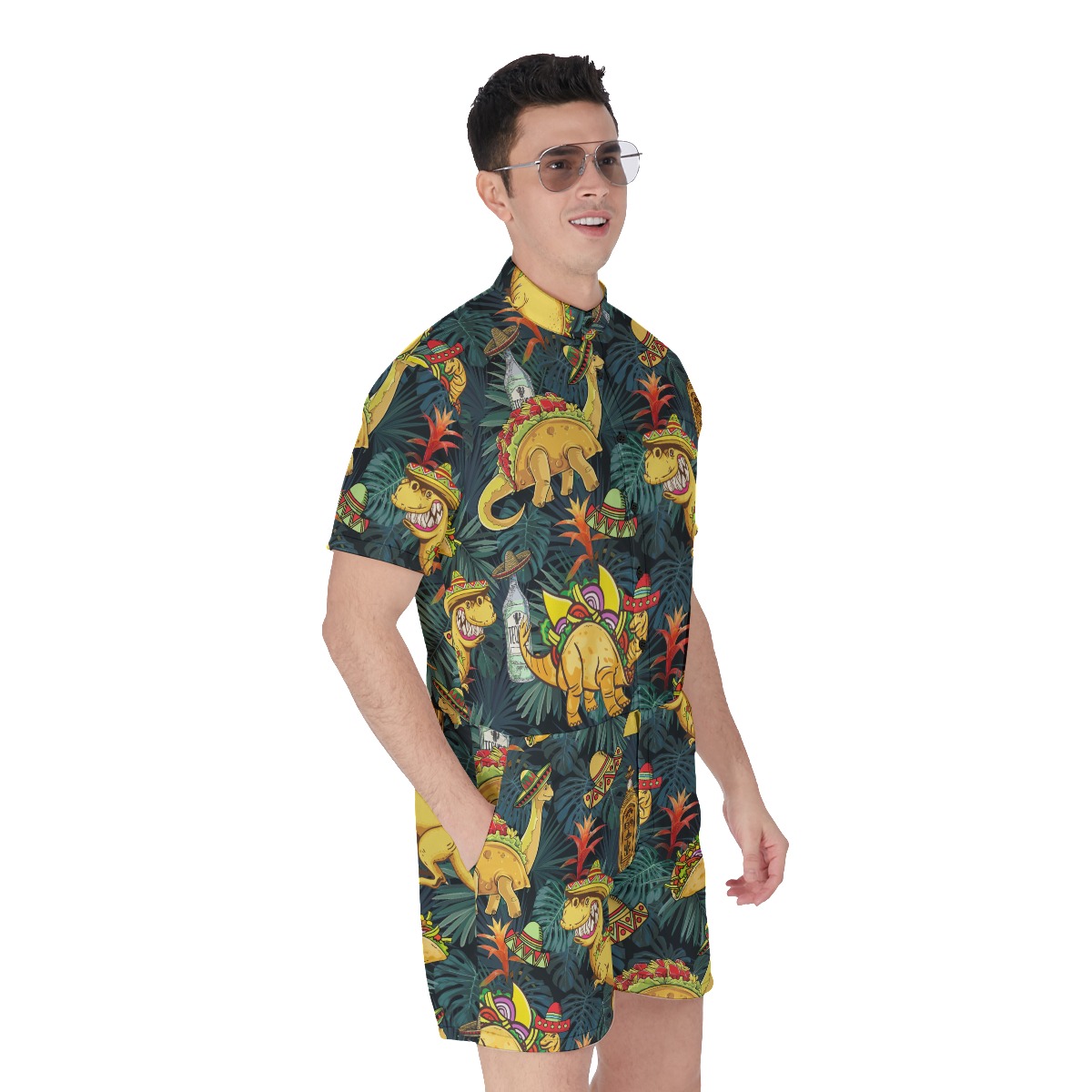 Tropical Tacosaurus Men's Hawaiian Romper