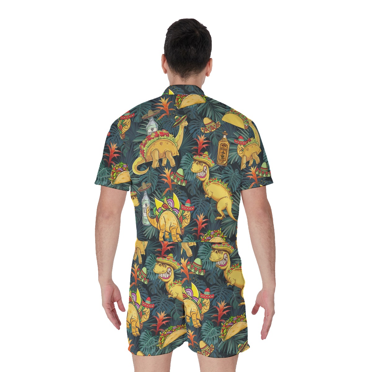 Tropical Tacosaurus Men's Hawaiian Romper