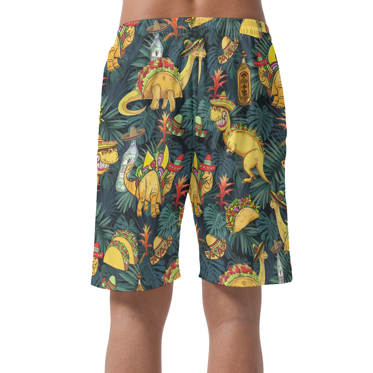Tropical Dinosaur Taco Hawaiian Beach Shorts For Men