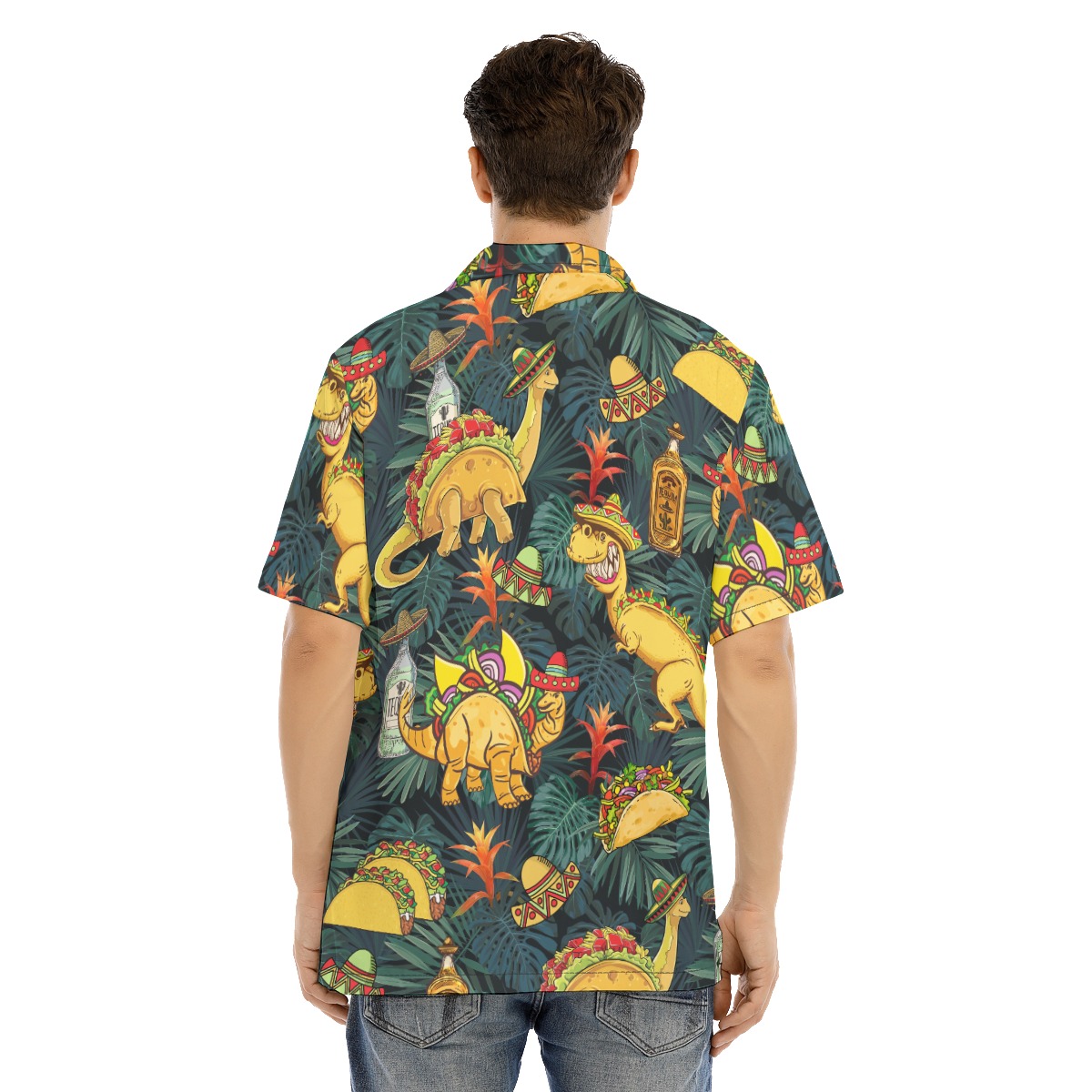 Funny Taco Dinosaur Tropical Hawaiian Shirts For Men