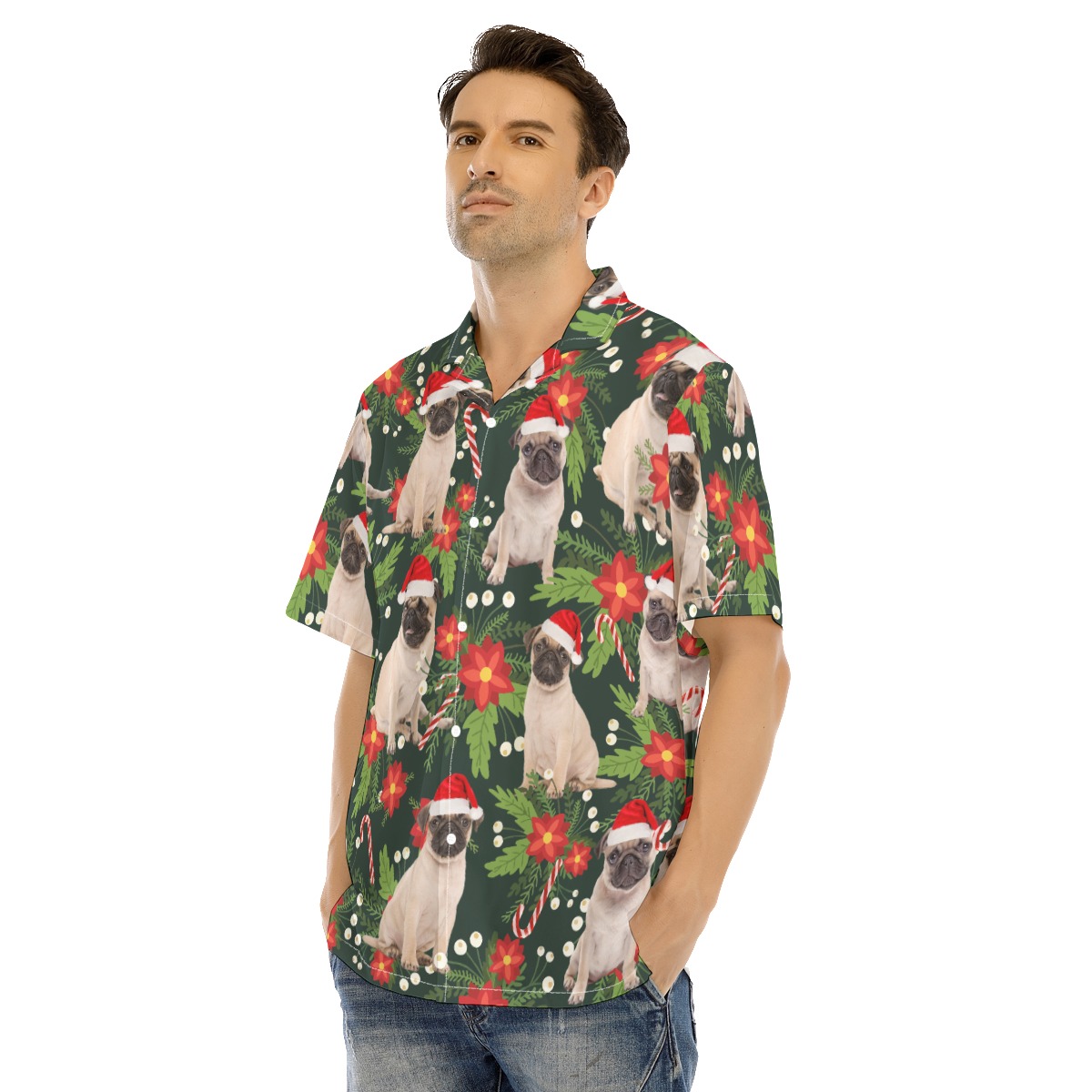Cute Pug Dog Christmas Hawaiian Shirt