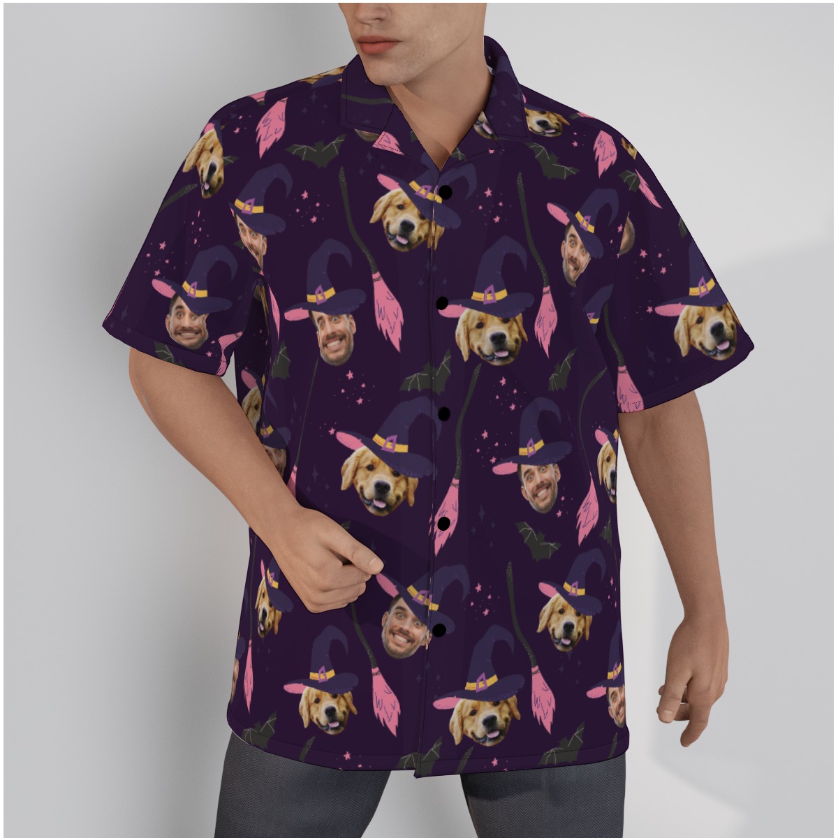 Custom Face Halloween Men's Hawaiian Shirt - variant image 1
