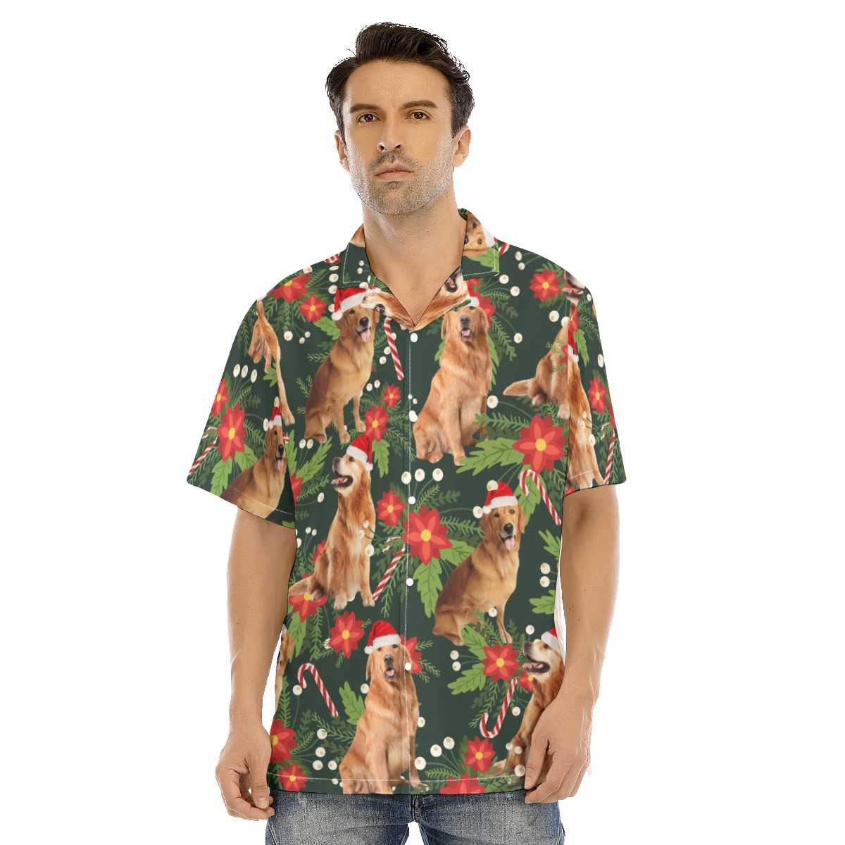 Cute Golden Retrieve Christmas Hawaiian Shirt - variant image 1