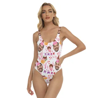 Custom Face With Birthday Cake Hawaiian Swimsuit For Women
