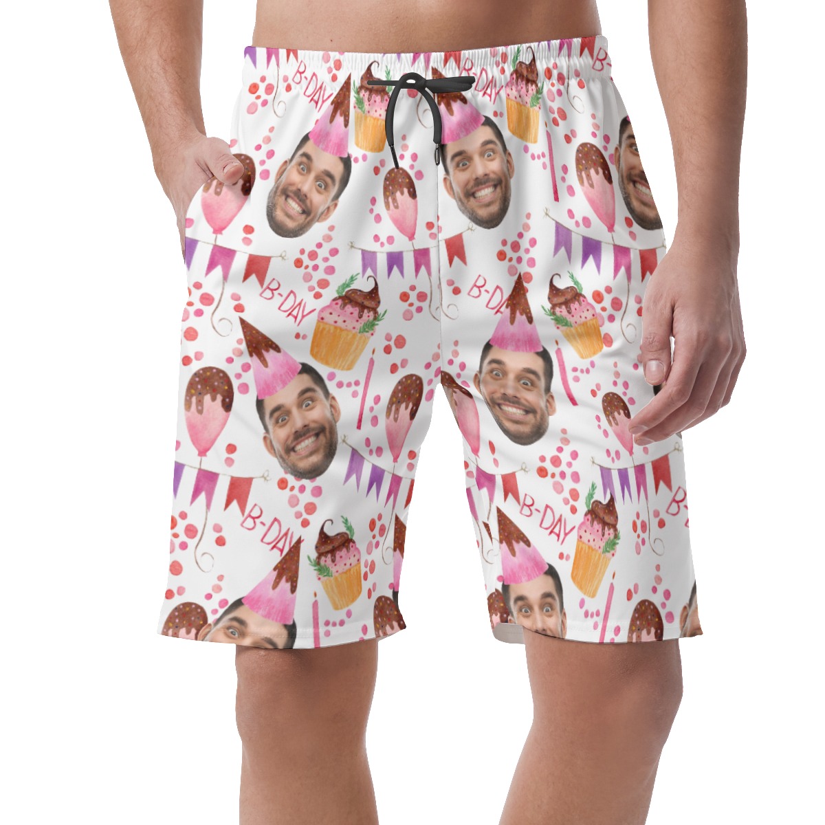 Funny Custom Face Birthday Hawaiian Casual Shorts For Men - variant image 1