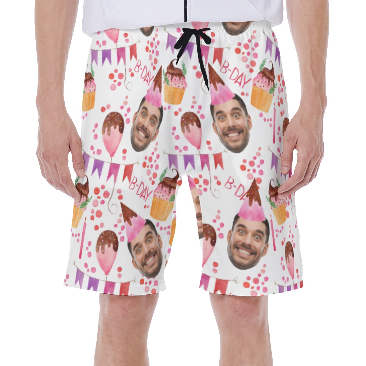 Funny Custom Face Happy Birthday Hawaiian Swim Trunks For Men - variant image 1