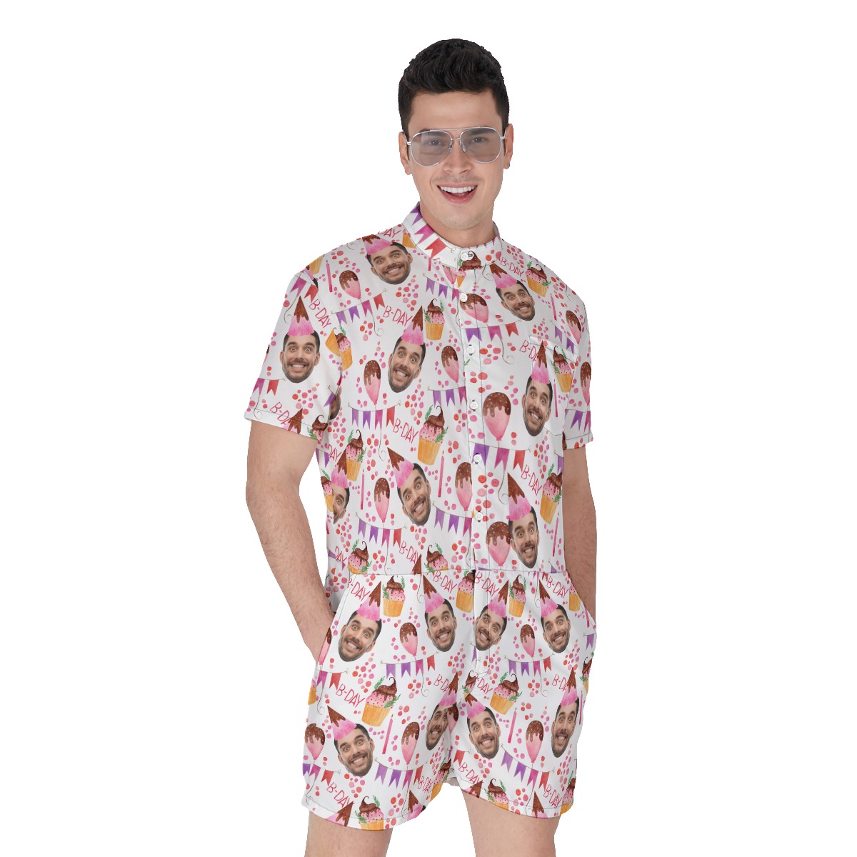 Personalized Face Birthday Men's Romper - variant image 1